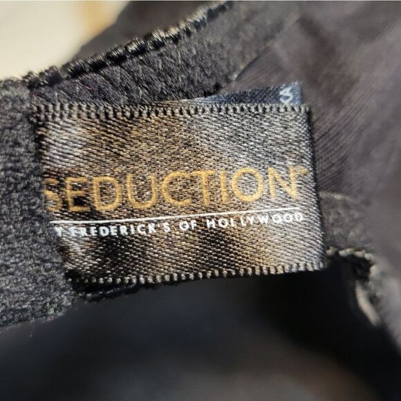 Frederick's of Hollywood Y2K Black Red Ruched Lace Chemise Mini Dress Garters - Picture 11 of 13